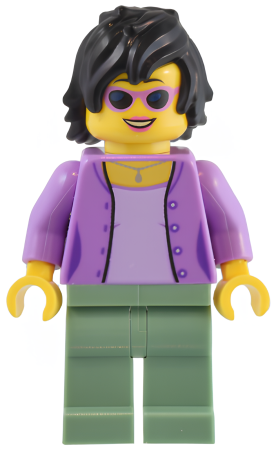 Минифигурка Lego 1950s Diner Patron - Female, Medium Lavender Jacket, Sand Green Legs, Black Hair adp094 U